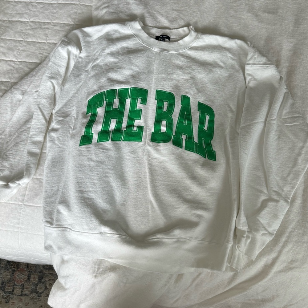 White & Green The Bar Crewneck Sweatshirt | Size XL